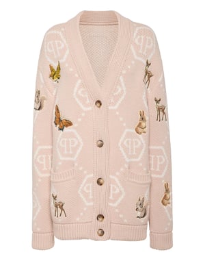 Long Oversized Cardigan With Fairy Embroidery