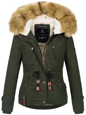Navahoo Abrigo de Invierno Mujer Pearl – Parka Corta con Forro de Borreguillo y Cuello Desmontable