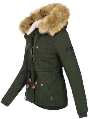 Navahoo Abrigo de Invierno Mujer Pearl – Parka Corta con Forro de Borreguillo y Cuello Desmontable