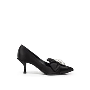 Zapatos de tacón con lazo Satinado Negro Cr1176aw428