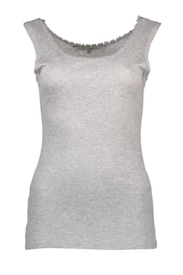 Camiseta sin mangas de canalé con borde sin terminar