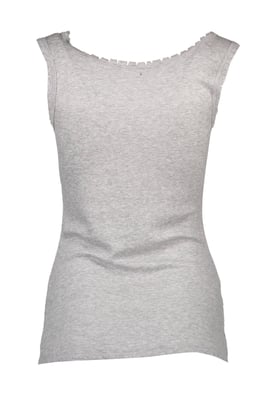 Camiseta sin mangas de canalé con borde sin terminar