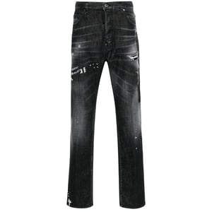 Pantalones Vaqueros Negros Dsquared2 642 Con Efecto Salpicado De Pintura Para Hombre
