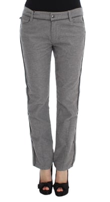 Pantalones Rectos Grises con Detalle de Raya Lateral