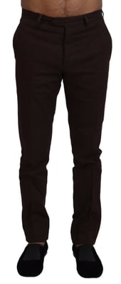 Pantalones de vestir marrón oscuro, estilo plano