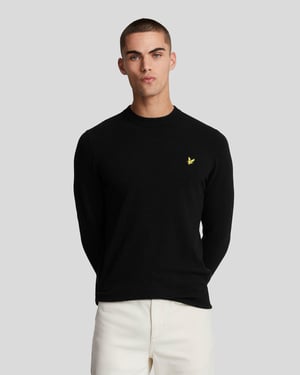 Jersey de cuello redondo en mezcla de lana de cordero W155 en negro