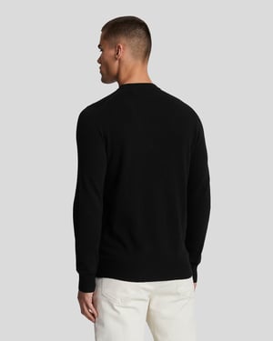 Jersey de cuello redondo en mezcla de lana de cordero W155 en negro