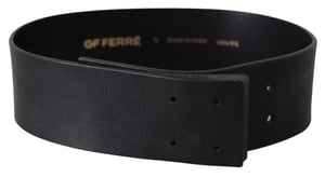 Cinturón ancho de logo GF Ferre en cuero genuino negro