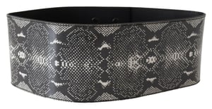 Cinturón de Cintura de Cuero Negro con Diseño de Piel de Serpiente Ancha Ermanno Scervino