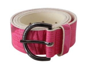 Cinturón de hebilla redonda con diseño de logo en letra de cuero rosa John Galliano