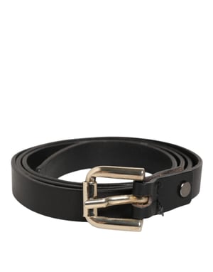Cinturón de Hombre GF Ferre de Cuero Negro con Hebilla Dorada Slim