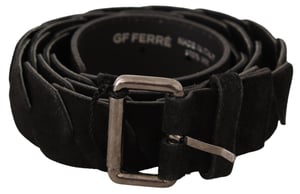 Cinturón de cintura GF Ferre Negro WX Hebilla en tono plateado