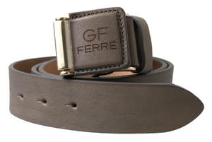 Cinturón de Cintura con Hebilla de Logo de Moda en Cuero Marrón GF Ferre
