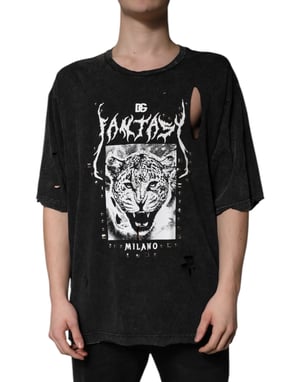 Camiseta Gráfica de Leopardo Desgastada