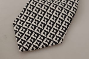 Corbata de Patrón Geométrico Negro y Beige