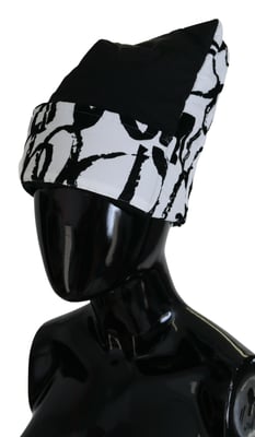 Gorro Abstracto Estampado Blanco y Negro