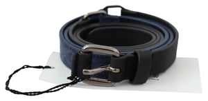 Cinturón de Cuero Reversible Lona Azul