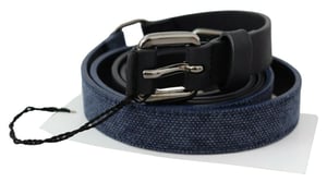 Cinturón de Cuero Reversible Lona Azul