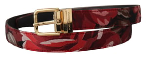 Cinturón Rojo con Estampado Floral