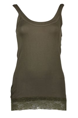Top sin mangas con cuello redondo y detalle de encaje