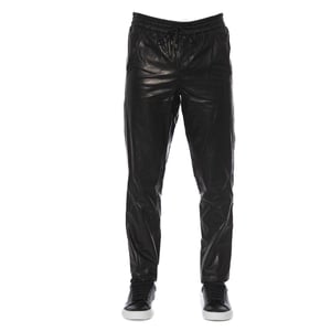 Pantalones de cuero con cintura elástica y ajuste relajado