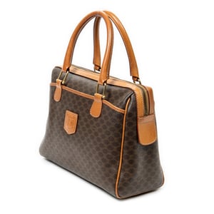 Celine Vintage Small Slip Pocket Boston  en Marrón Lona recubierta