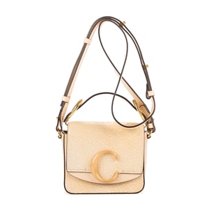 Chloé C Crossbody Mini Mini en Crema Piel de becerro