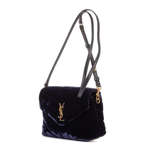 Yves Saint Laurent Toy Loulou Crossbody  en Azul marino Lienzo