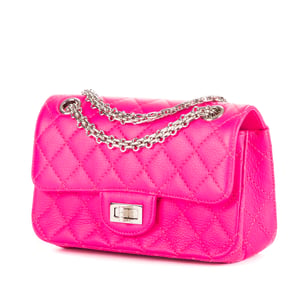Chanel 2.55 Mini 224 Double Flap  en Rosa Piel de becerro