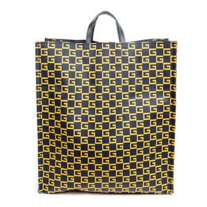 Gucci Large Square G Open Tote  en Azul marino/Amarillo Lona revestida