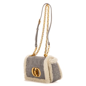 Dior Ltd. Ed. Shearling Caro Small en Gris/Marfil Piel de becerro