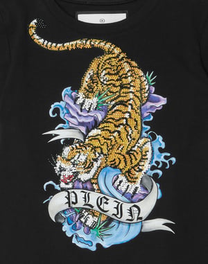 T-Shirt Round Neck With Crystals Tattoo