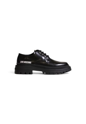 Zapatos Oxford de Cordones de Cuero Sintético Negro