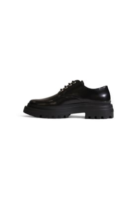 Zapatos Oxford de Cordones de Cuero Sintético Negro