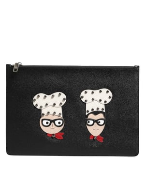 Bolso de mano para hombres de piel negra #DGFAMILY adornado