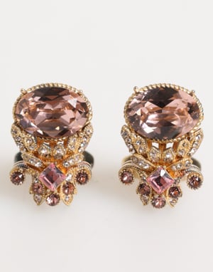 Gemelos de Acero Inoxidable 925 con Cristales en Tono Dorado