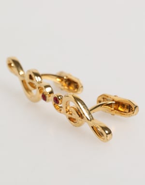 Pin de Metal de Bronce con Nota Musical Dorada Accesorio para Hombres Gemelos