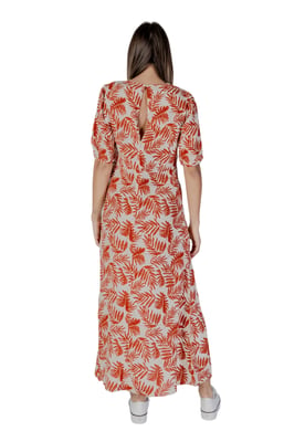 Vestido Maxi de Impresión de Hojas con Escote en V y Mangas Cortas