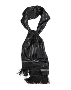 Foulard con Borlas de Lunares Blancos y Negros