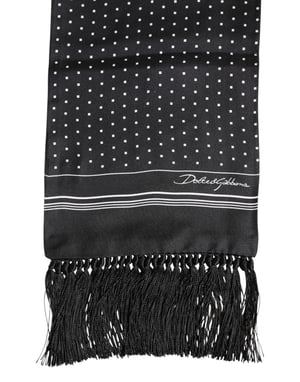 Foulard con Borlas de Lunares Blancos y Negros
