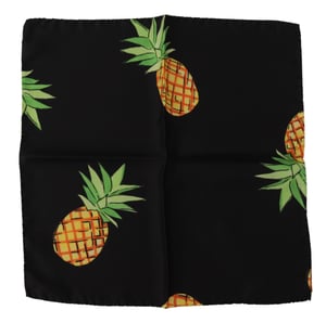 Pañuelo Cuadrado Impreso de Piña Negra