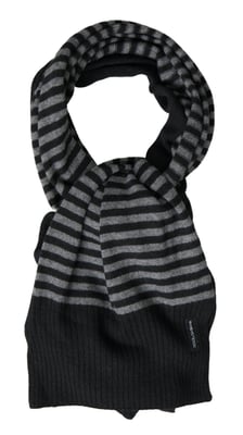 Chal de Lana con Rayas Negros y Grises para Cuello
