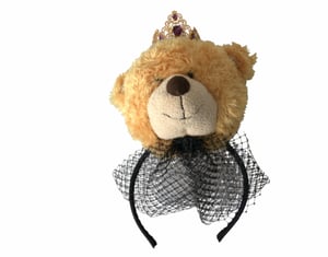 Diadema de Oso de Peluche Marrón con Corona de Cristal Dorado