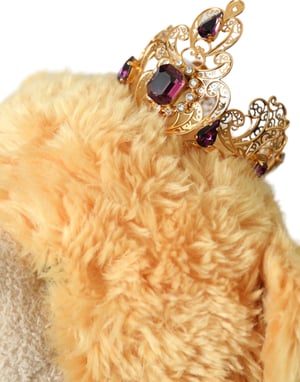 Diadema de Oso de Peluche Marrón con Corona de Cristal Dorado