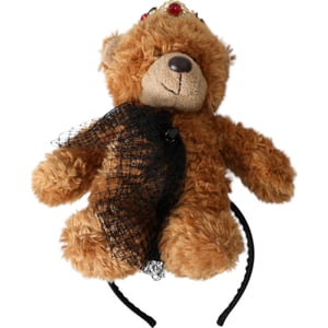 Diadema de corona dorada con cristales para oso de peluche marrón