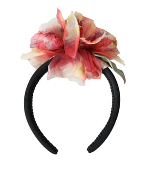 Diadema de seda rosa con flores negra para mujeres