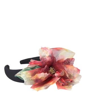 Diadema de seda rosa con flores negra para mujeres