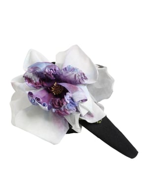 Diadema de Accesorio con Aplicaciones Florales en Negro, Verde, Púrpura y Blanco