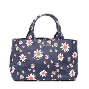 Miu Miu Small Printed  Open Tote  en Azul/Blanco/Rojo Lienzo