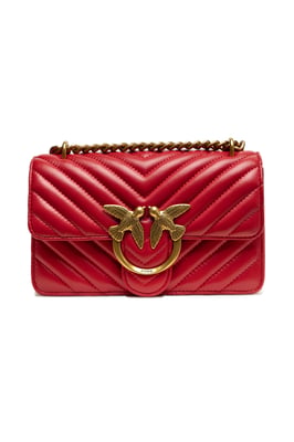 Bolso de hombro mini Love One de cuero rojo